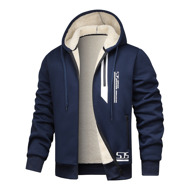 Cashmere Hoodie Men's Fleece-lined Thickened Hooded Jacket