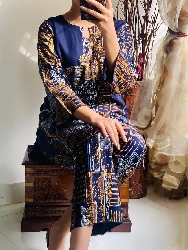 Handcrafted Block Print Linen Suit | Premium Stitched 2-Piece Winter Set