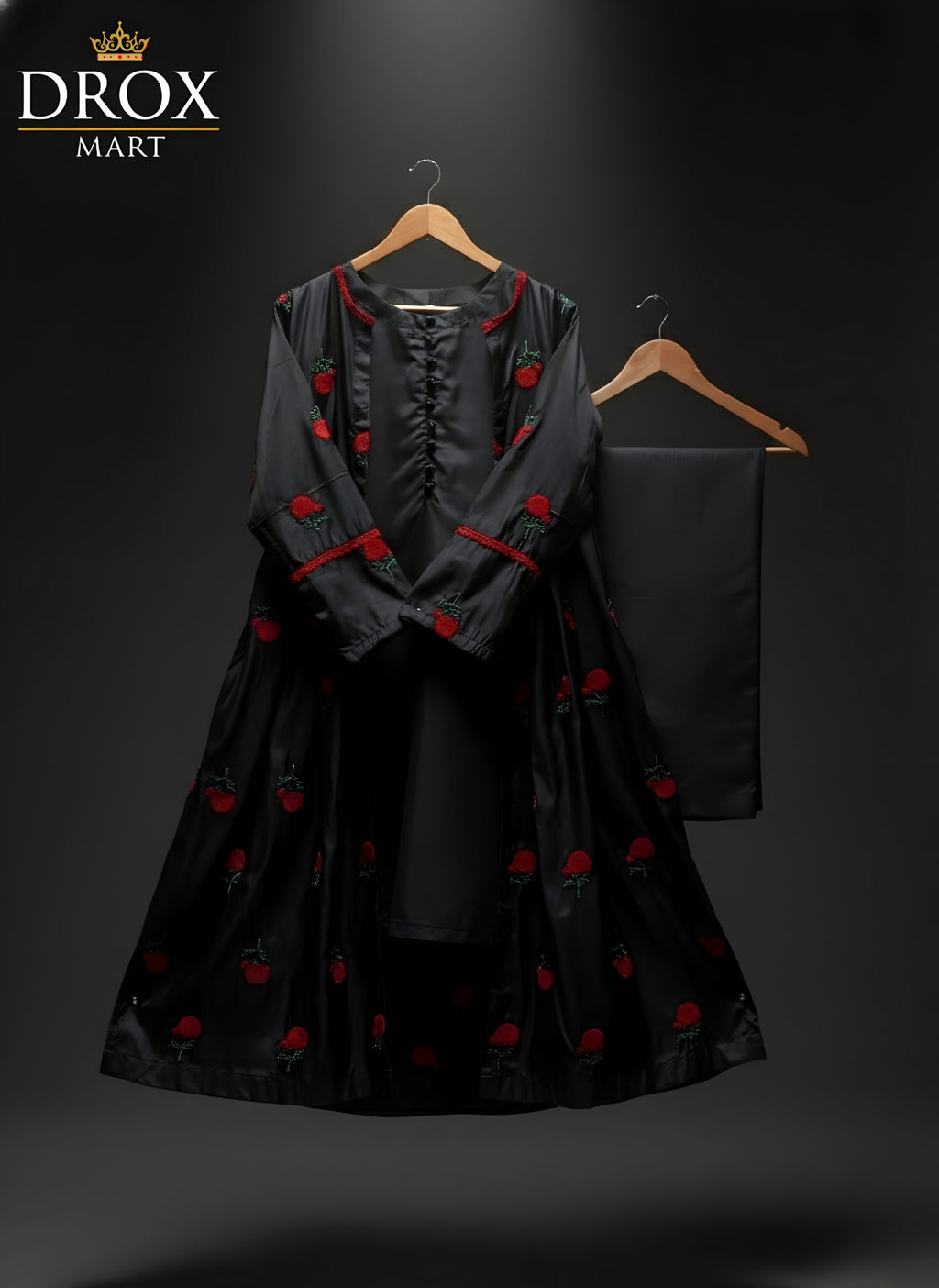 Royal Elegance 3-Piece Katan Silk Embroidered Gown Set