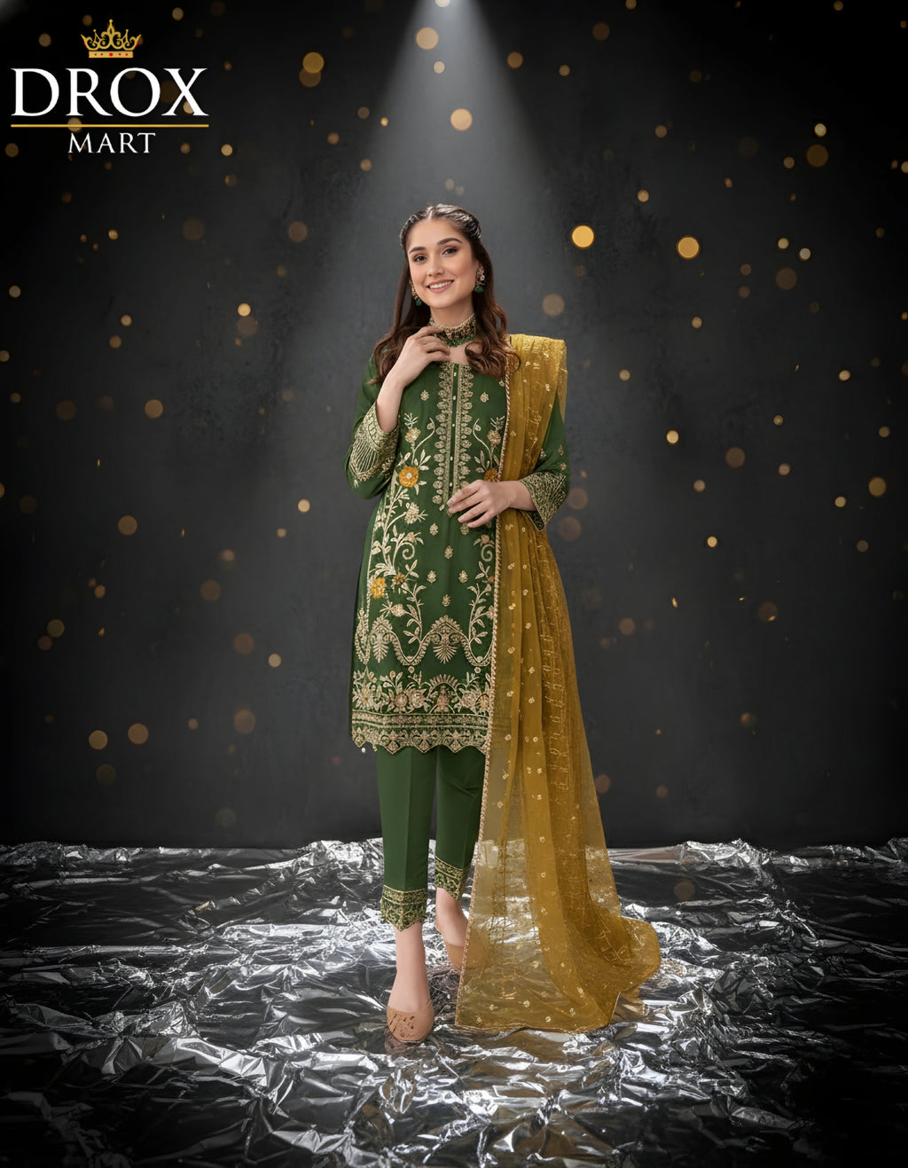 Premium Organza Embroidered 3-Piece Suit | Festive Luxury Collection