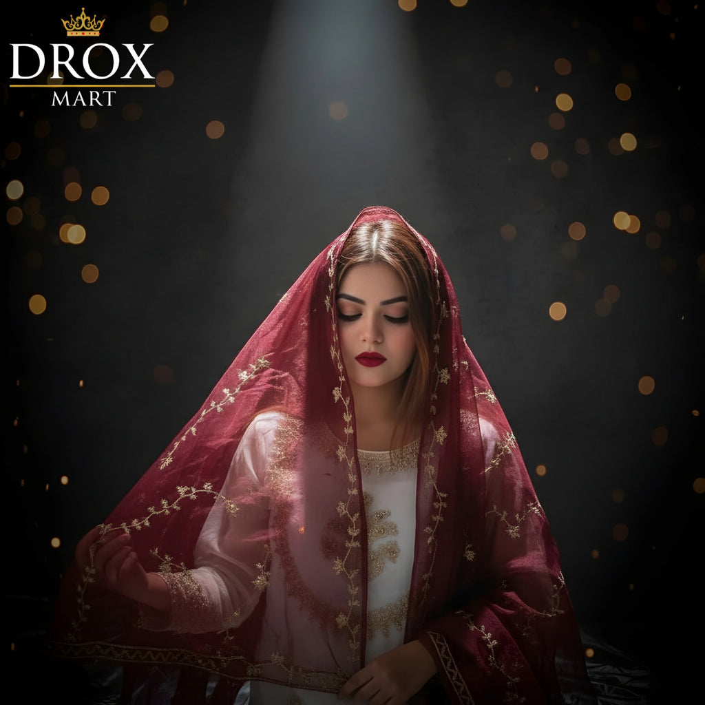 Premium Organza Sheesha Work & Embroidered 3-Piece Suit | Festive Luxury Wear