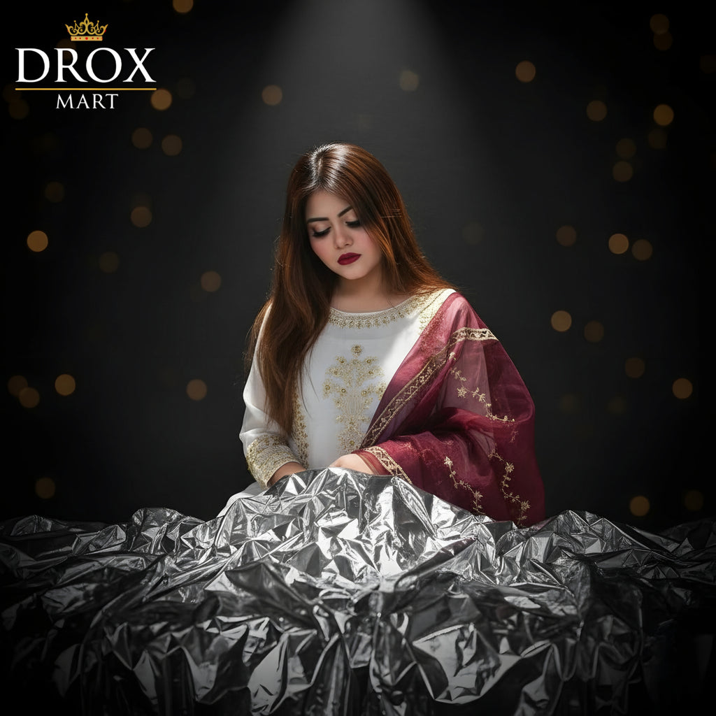 Premium Organza Sheesha Work & Embroidered 3-Piece Suit | Festive Luxury Wear