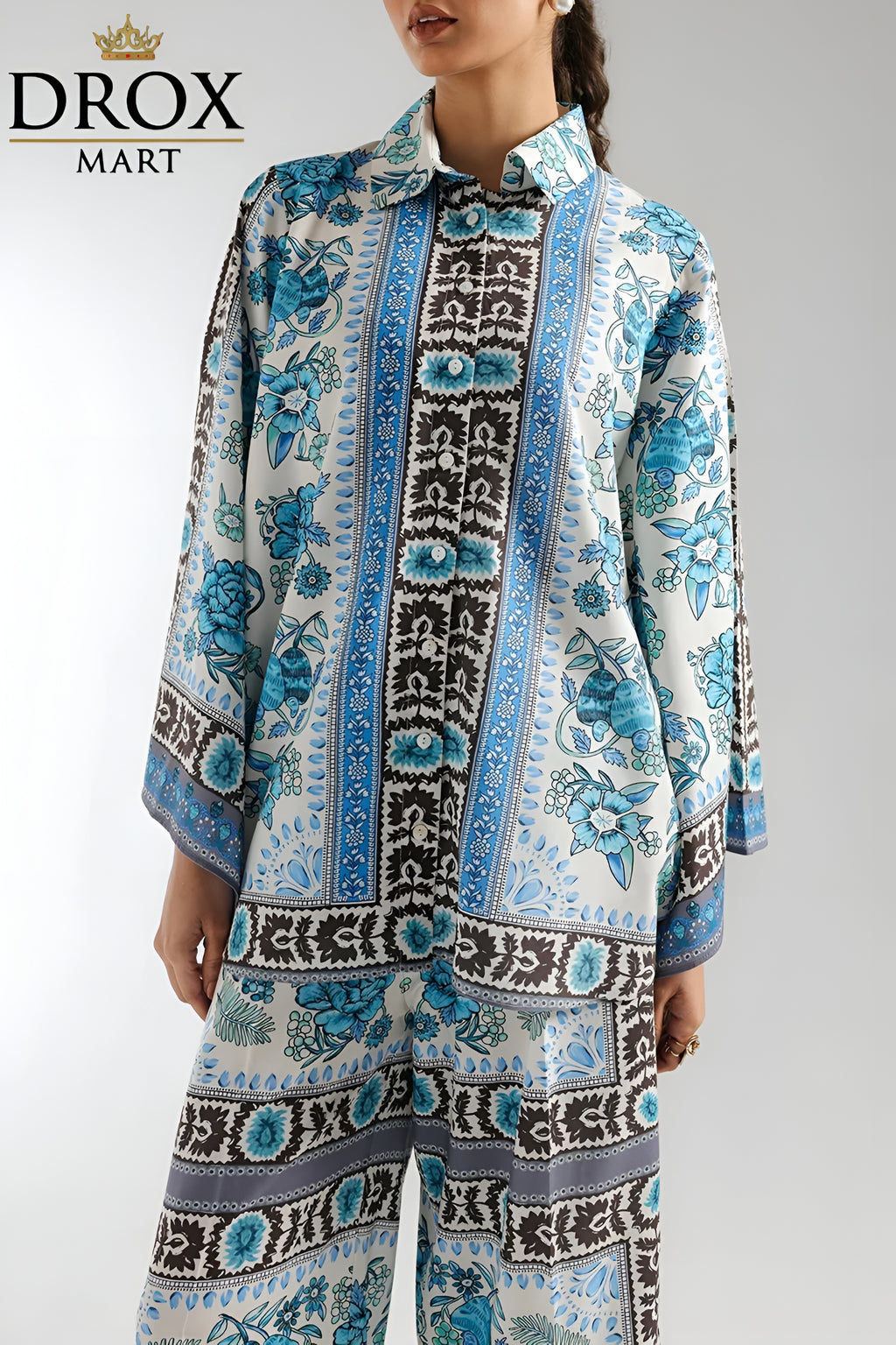 Multicolor Printed Set for Women – Stylish 2-Piece Shirt & Trouser