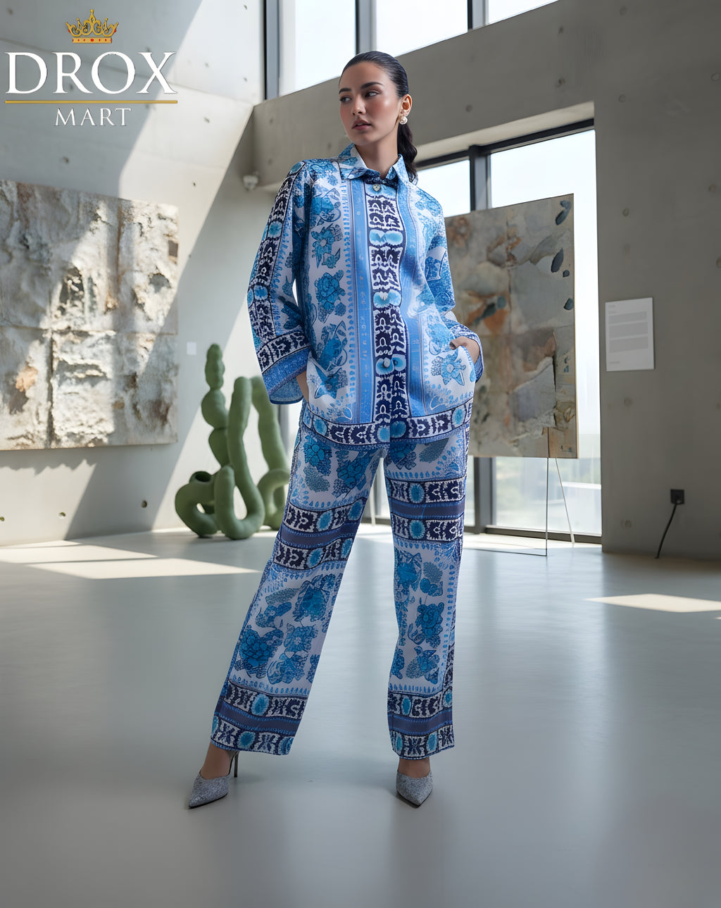 Multicolor Printed Set for Women – Stylish 2-Piece Shirt & Trouser