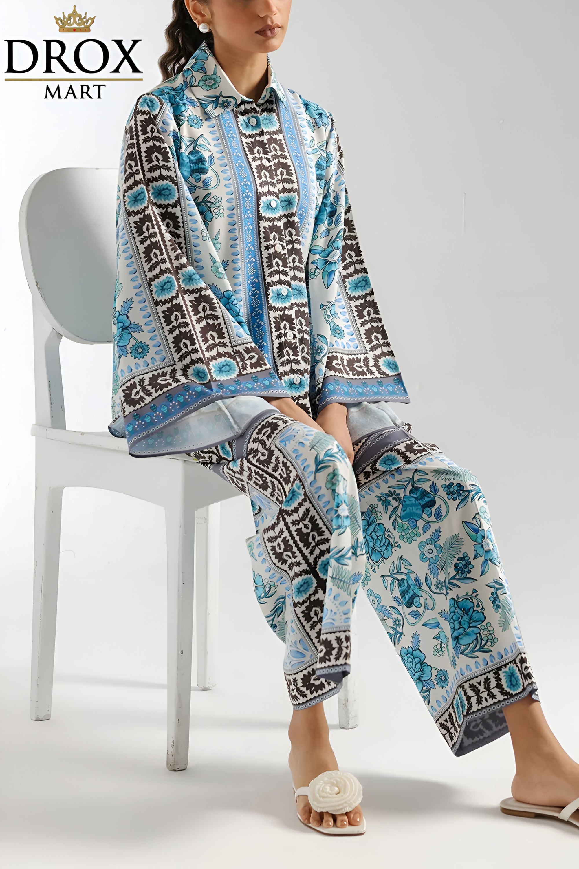 Multicolor Printed Set for Women – Stylish 2-Piece Shirt & Trouser