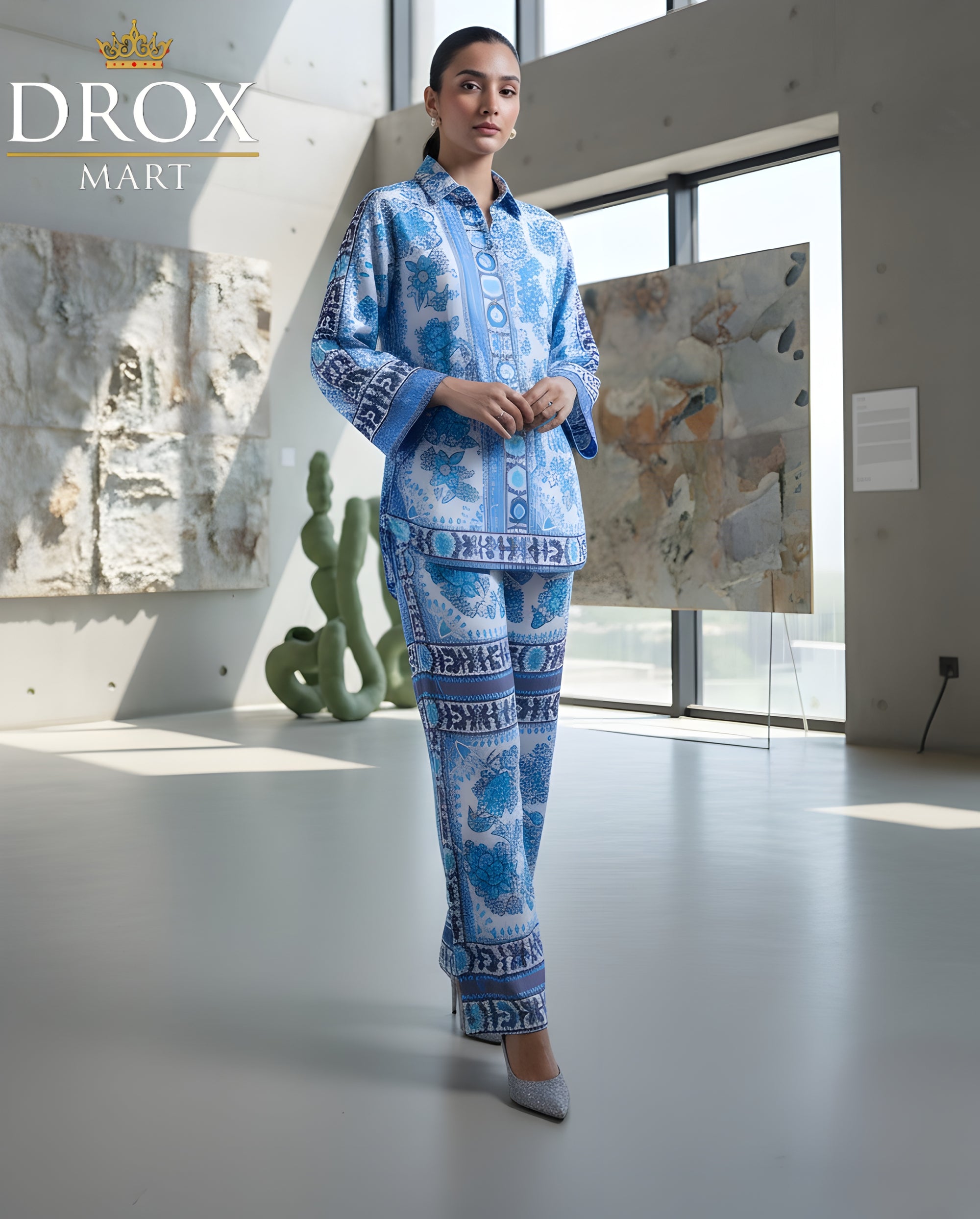 Multicolor Printed Set for Women – Stylish 2-Piece Shirt & Trouser