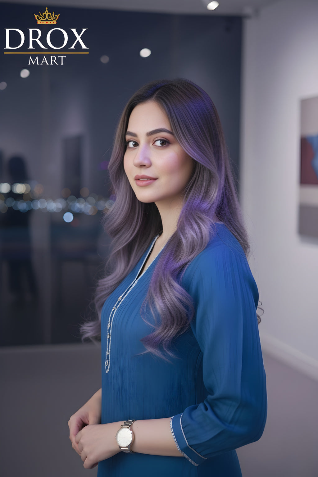 Blue Cotton Plain Co-Ord Set for Women – 2 Pcs