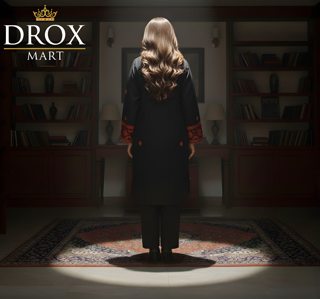 Farshi-style Women’s Cotton Embroidered Farshi Shalwar Suit – 2 Piece Set