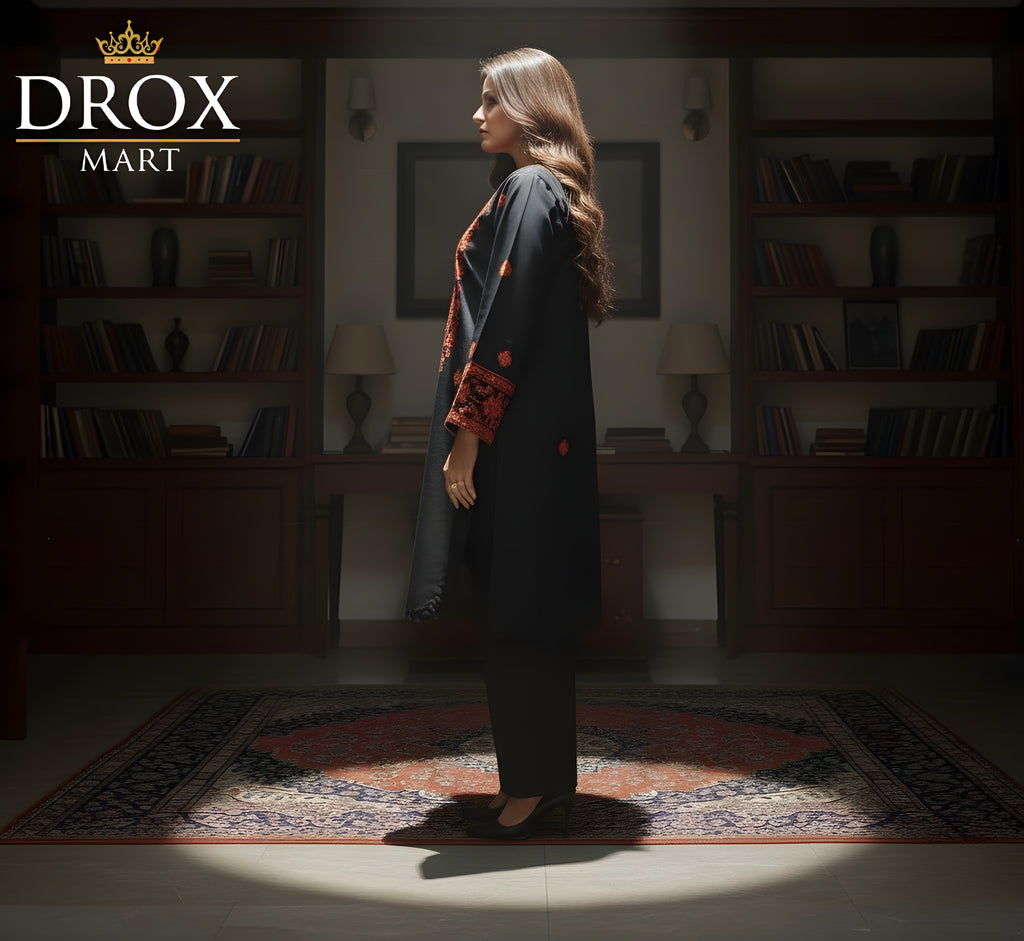 Farshi-style Women’s Cotton Embroidered Farshi Shalwar Suit – 2 Piece Set