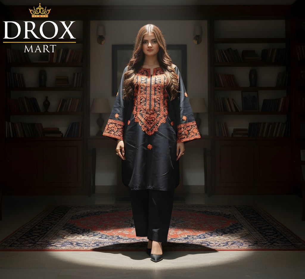 Farshi-style Women’s Cotton Embroidered Farshi Shalwar Suit – 2 Piece Set