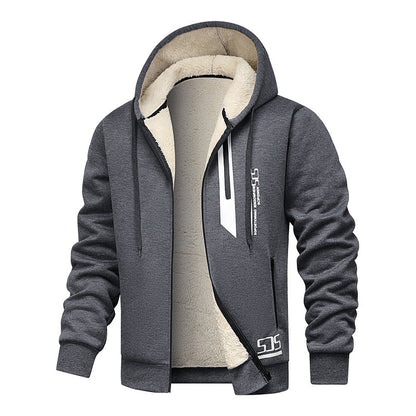 Cashmere Hoodie Men's Fleece-lined Thickened Hooded Jacket